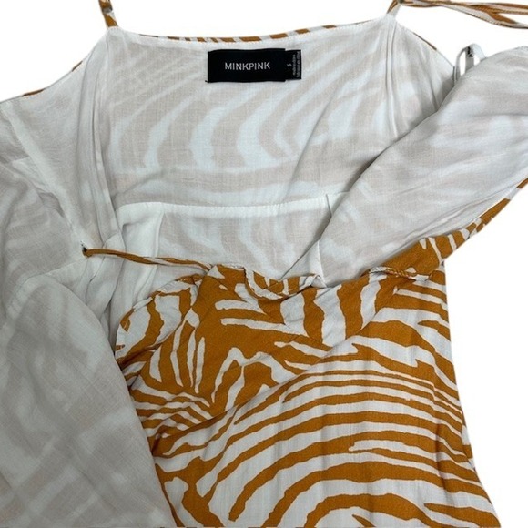 Revolve MINKPINK Zebra Print Wrap Dress Ruffle High Low V Neck Sleeveless Sz‎ Sm - Picture 11 of 16